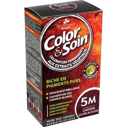 Coloration Permanente 5m Châtain Clair Acajou Sans Ammoniaque Color et Soin 3 CHENES