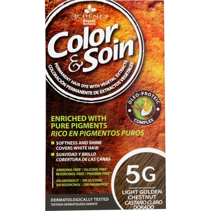 Coloration Permanente 5G Châtain Clair Doré Sans Ammoniaque Color et Soin 3 CHENES 
