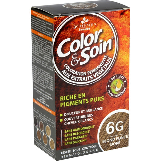 Coloration Permanente 6g Blond Foncé Doré Sans Ammoniaque Color et Soin 3 CHENES la boite