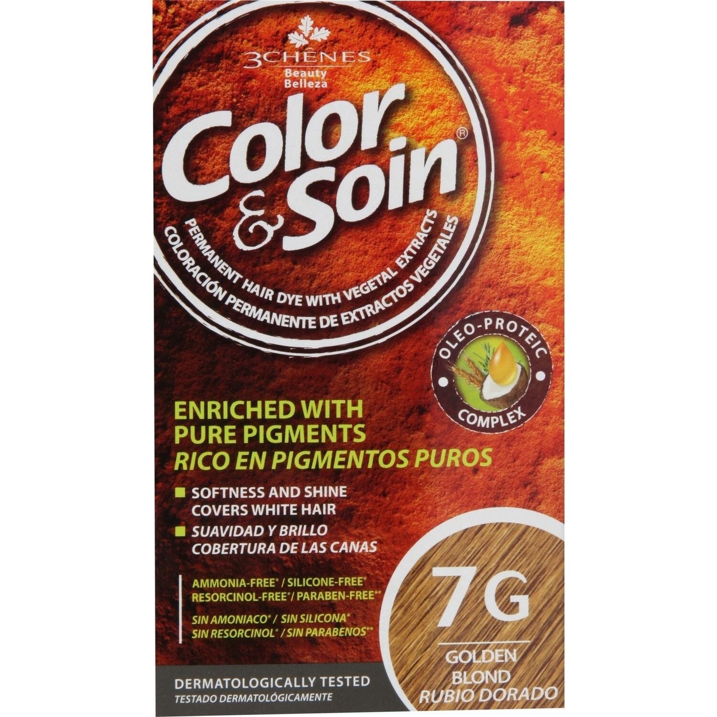 Coloration Permanente 7G Blond Doré Sans Ammoniaque Color et Soin 3 CHENES 