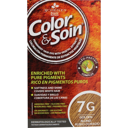 Coloration Permanente 7G Blond Doré Sans Ammoniaque Color et Soin 3 CHENES 