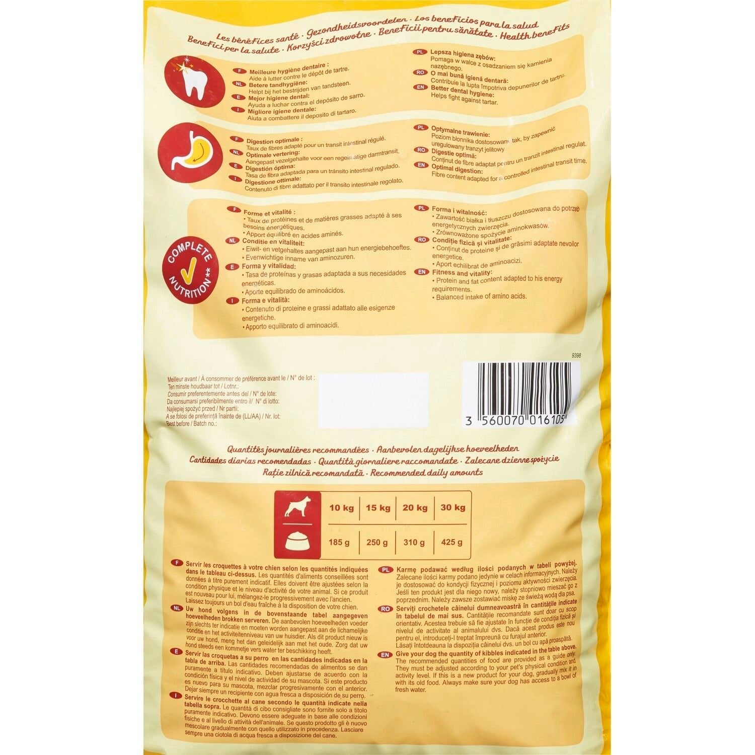 Croquettes pour chiens adultes au bœuf et aux pois pour chiens de plus de 10kg Pour Chien Adulte Medium +10kg Boeuf Légumes Vitalive COMPANINO 