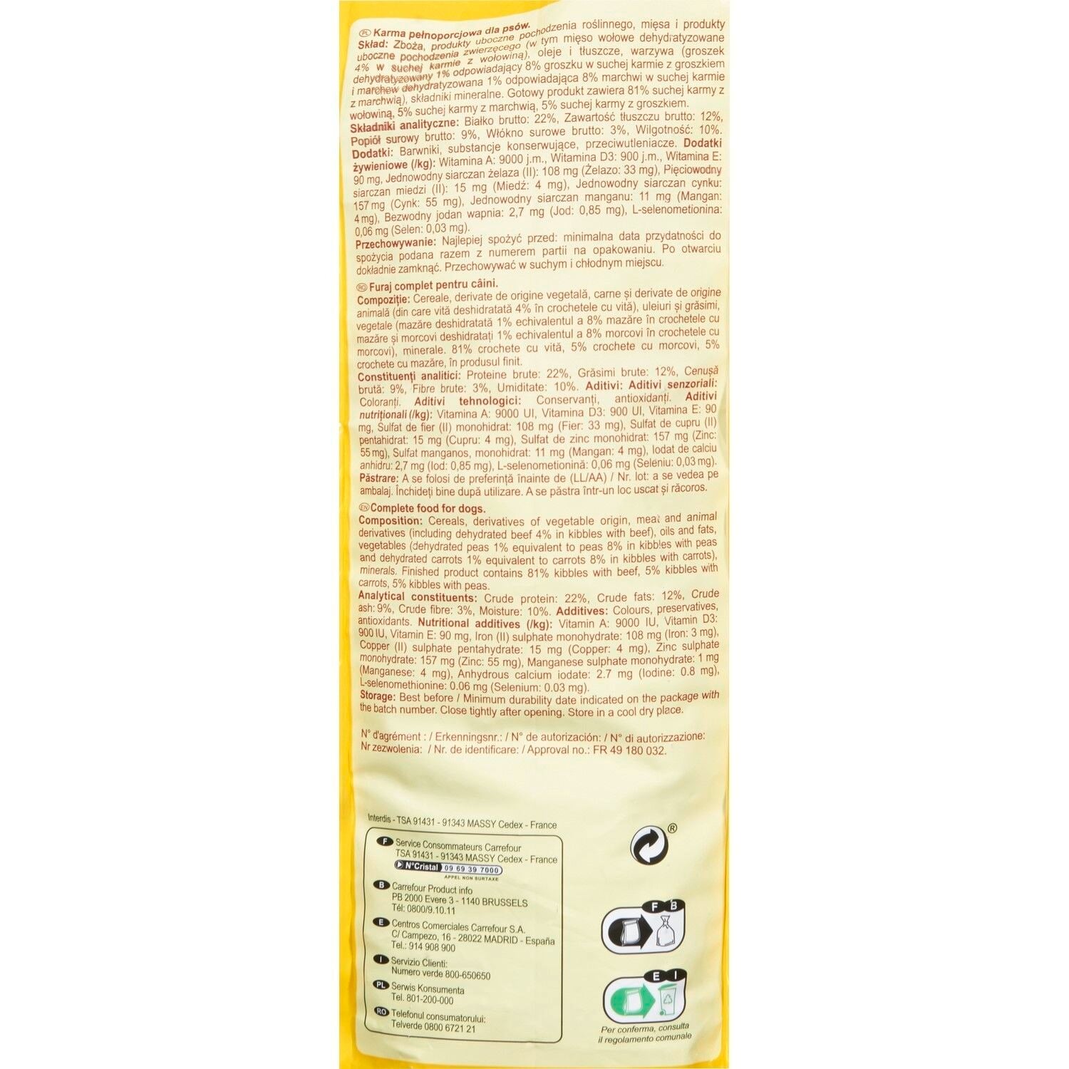 Croquettes pour chiens adultes au bœuf et aux pois pour chiens de plus de 10kg Pour Chien Adulte Medium +10kg Boeuf Légumes Vitalive COMPANINO 