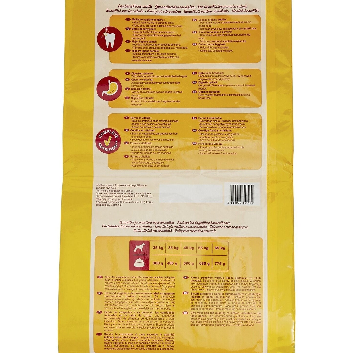 Croquettes pour chiens adultes de plus de 10kg au bœuf et aux pois Pour Chien Adulte Grand +25kg Boeuf Volaille COMPANINO 