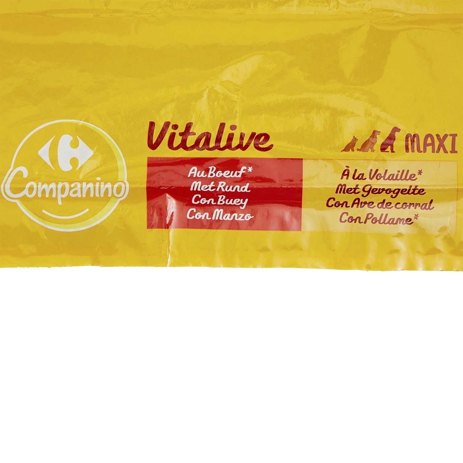 Croquettes pour chiens adultes de plus de 10kg au bœuf et aux pois Pour Chien Adulte Grand +25kg Boeuf Volaille COMPANINO 