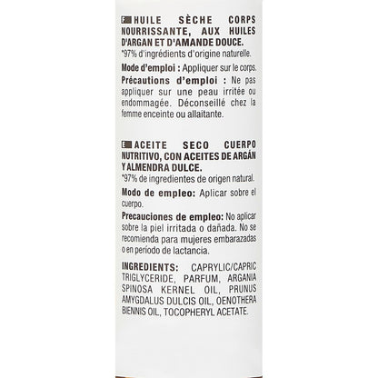 Huile Sèche Corps Argan Amande Douce Satinante NECTAR OF BEAUTY