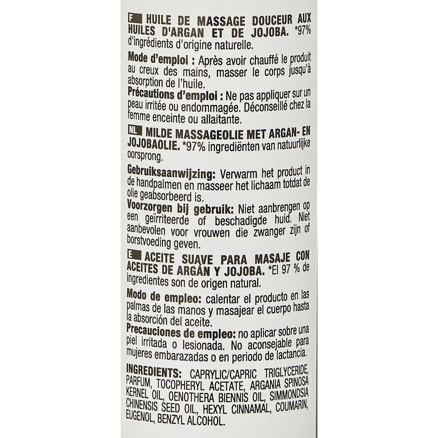 Huile Massage Argan Jojoba Tous Types de Peaux NECTAR OF BEAUTY