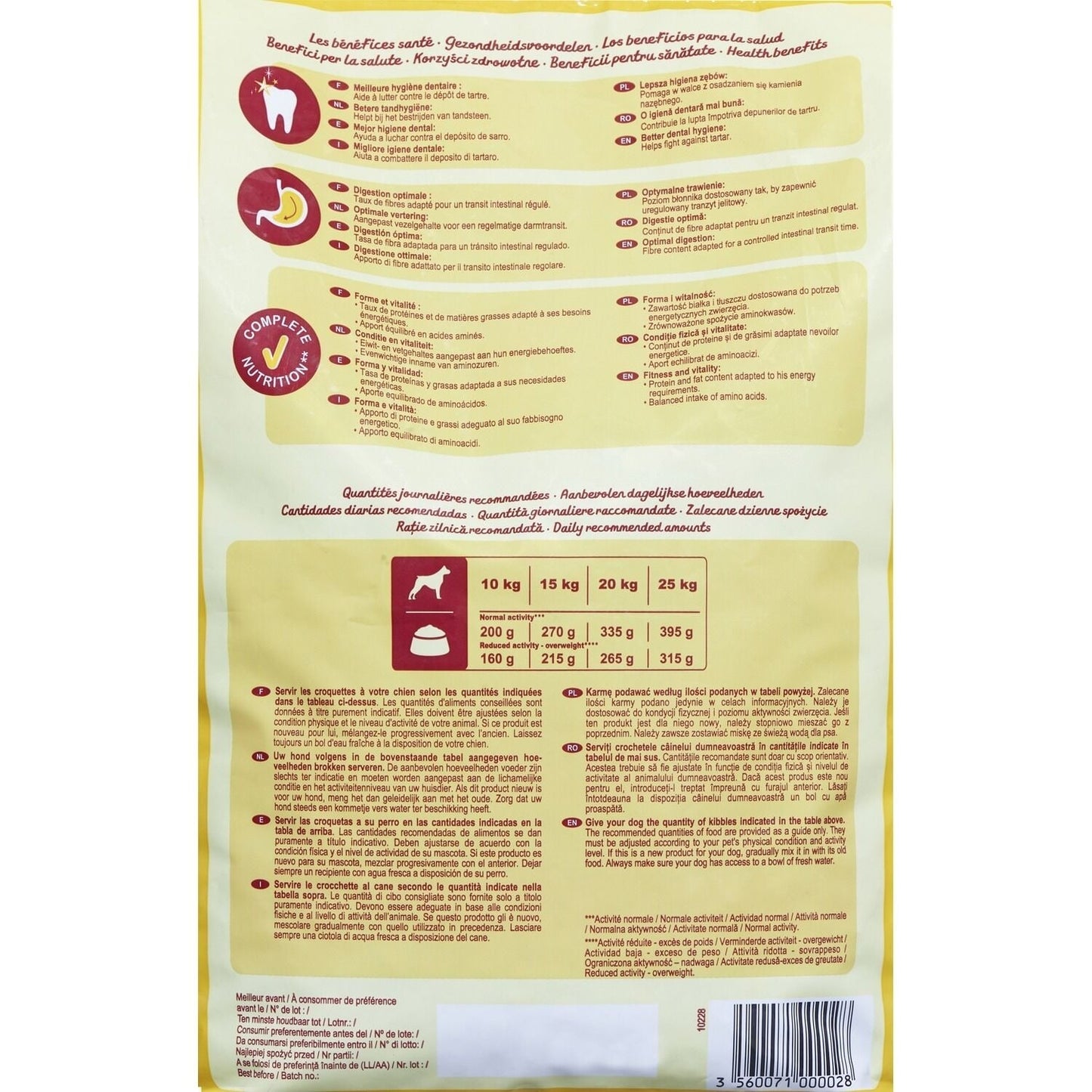 Croquettes pour chiens stérilisés ou sujets à l'embonpoint au poulet et aux légumes Pour Chien Adulte Medium +10kg Poulet COMPANINO 