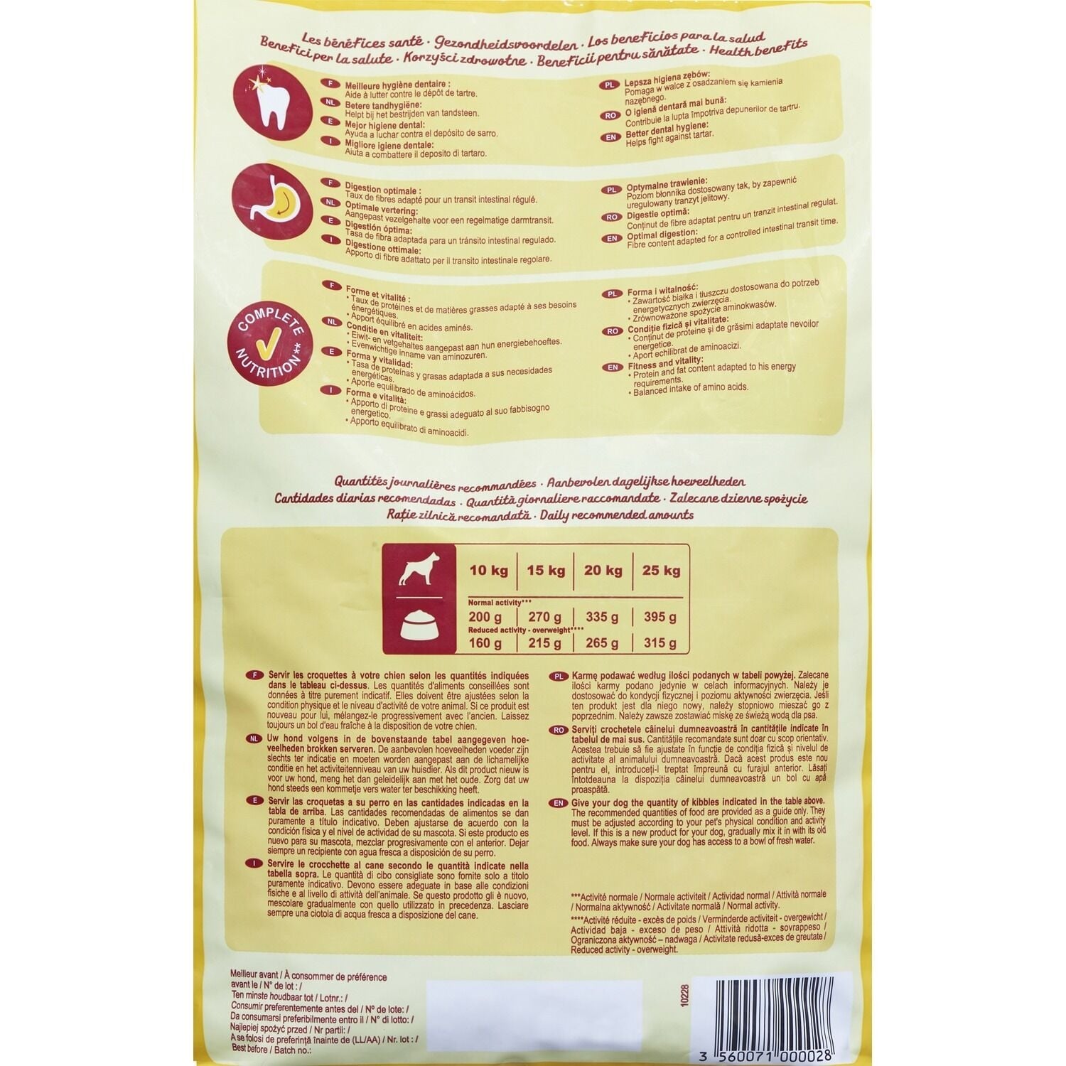 Croquettes pour chiens stérilisés ou sujets à l'embonpoint au poulet et aux légumes Pour Chien Adulte Medium +10kg Poulet COMPANINO 