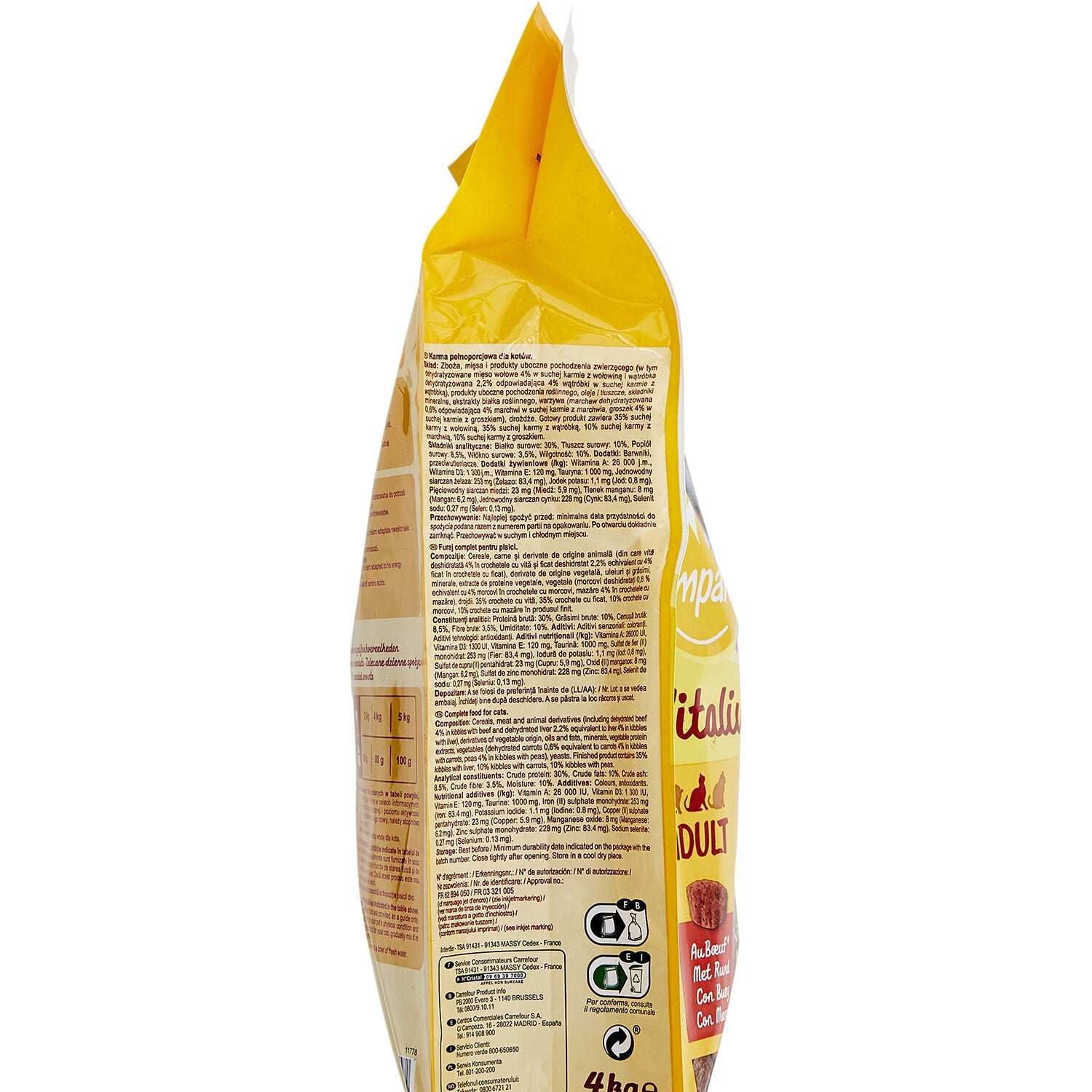 Croquettes pour chat adulte au bœuf et aux légumes Pour Chat Adulte Boeuf Foie Carotte Pois Vitalive COMPANINO 
