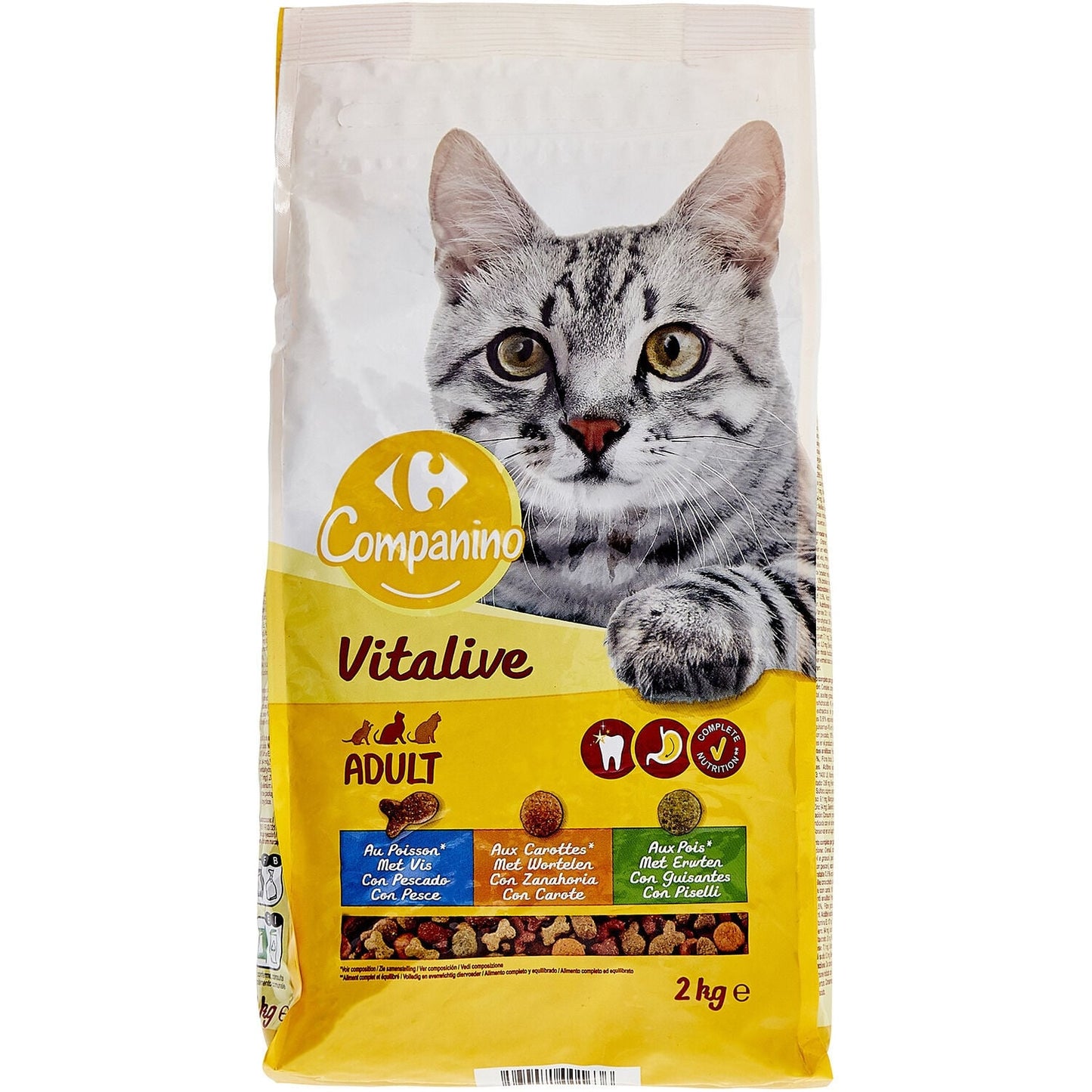 Croquettes Pour Chat Adulte Poisson Carotte Pois Vitalive COMPANINO 