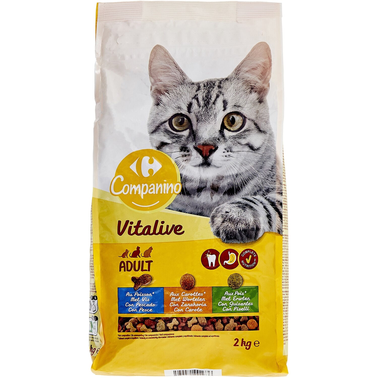 Croquettes Pour Chat Adulte Poisson Carotte Pois Vitalive COMPANINO 