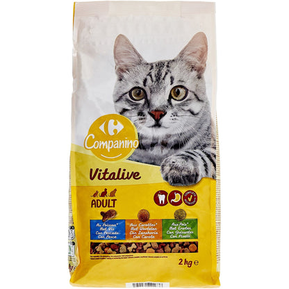 Croquettes Pour Chat Adulte Poisson Carotte Pois Vitalive COMPANINO 