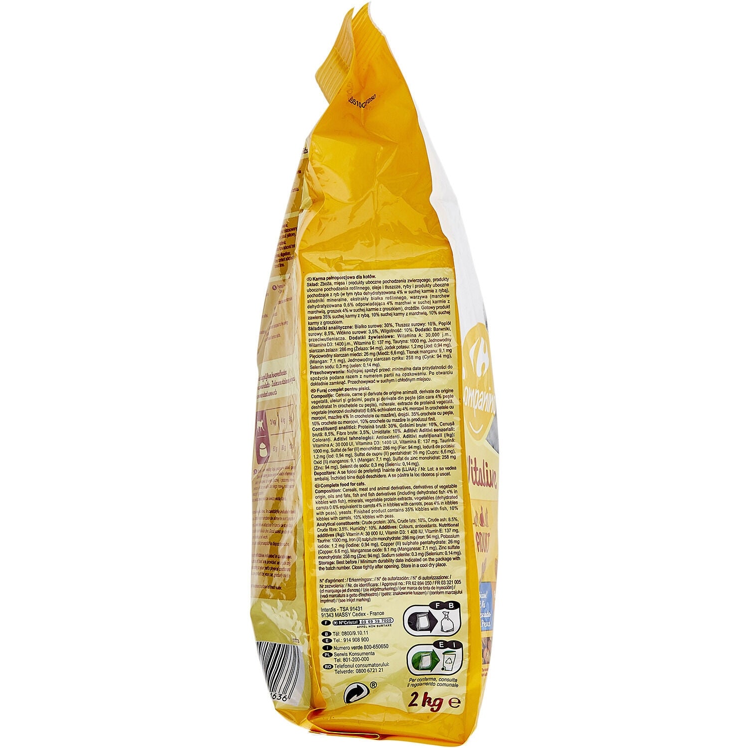 Croquettes Pour Chat Adulte Poisson Carotte Pois Vitalive COMPANINO 