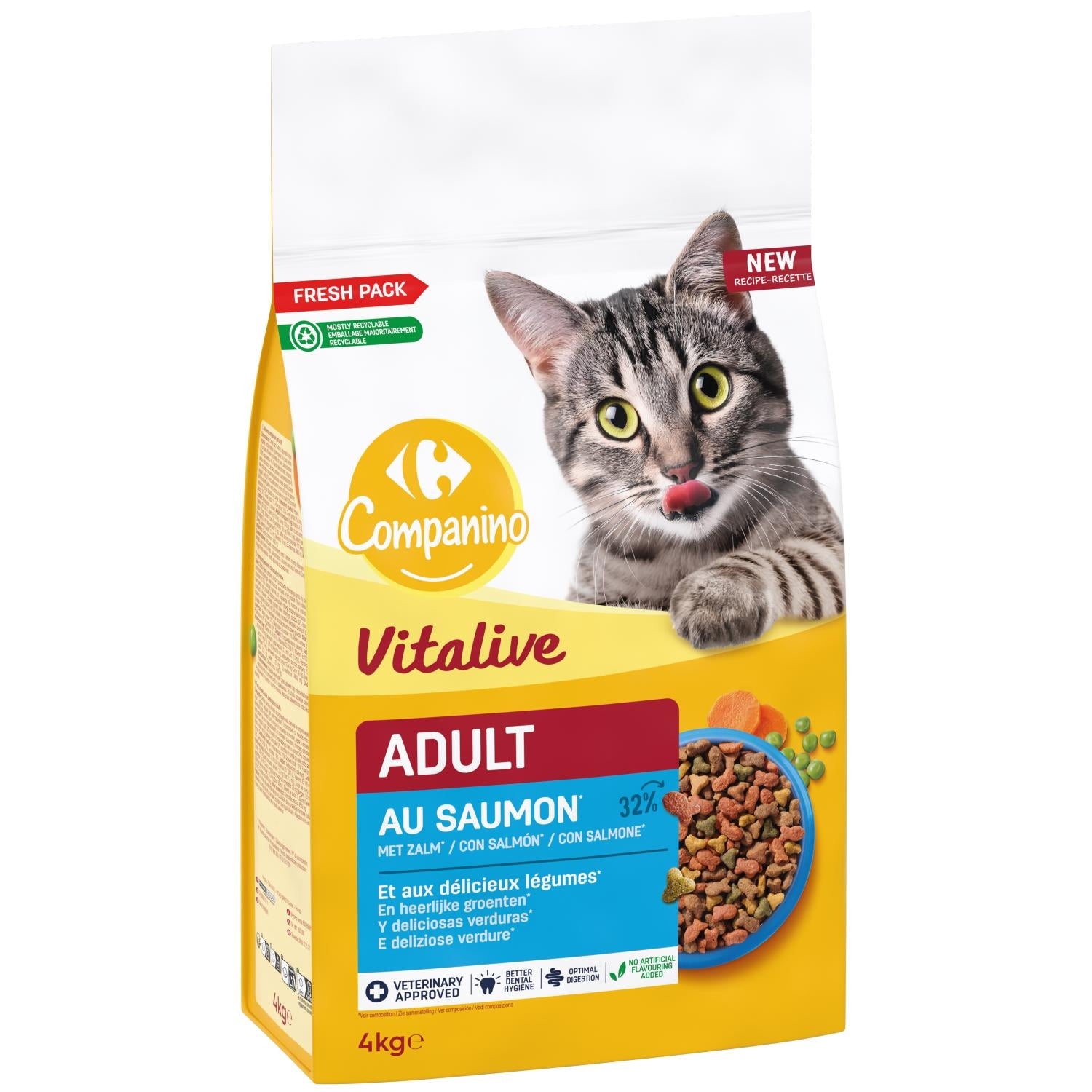 Croquettes Pour Chat Adulte Poisson Carotte Pois COMPANINO 