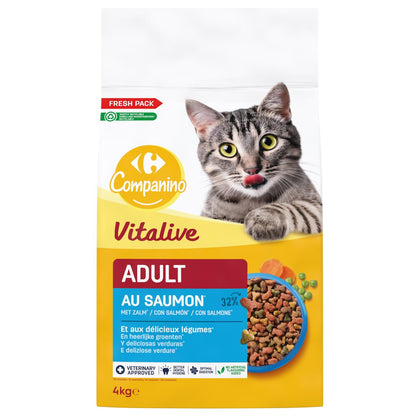 Croquettes Pour Chat Adulte Poisson Carotte Pois COMPANINO 
