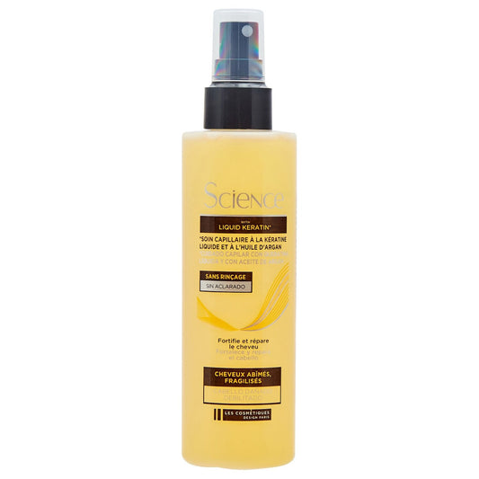 Soin Cheveux Abîmés Kératine Argan Sans Rinçage LCS SCIENCE KERA le flacon de 200mL