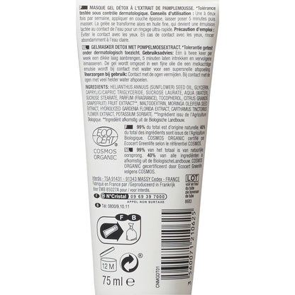 Masque Visage Gel Détox Pamplemousse NECTAR OF BIO