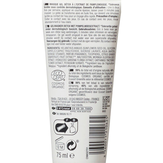 Masque Visage Gel Détox Pamplemousse NECTAR OF BIO