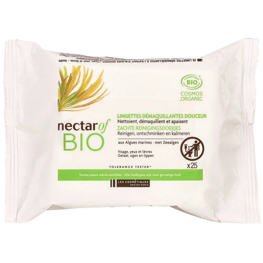 Lingettes Démaquillantes Douceur NECTAR OF BIO le paquet de 25