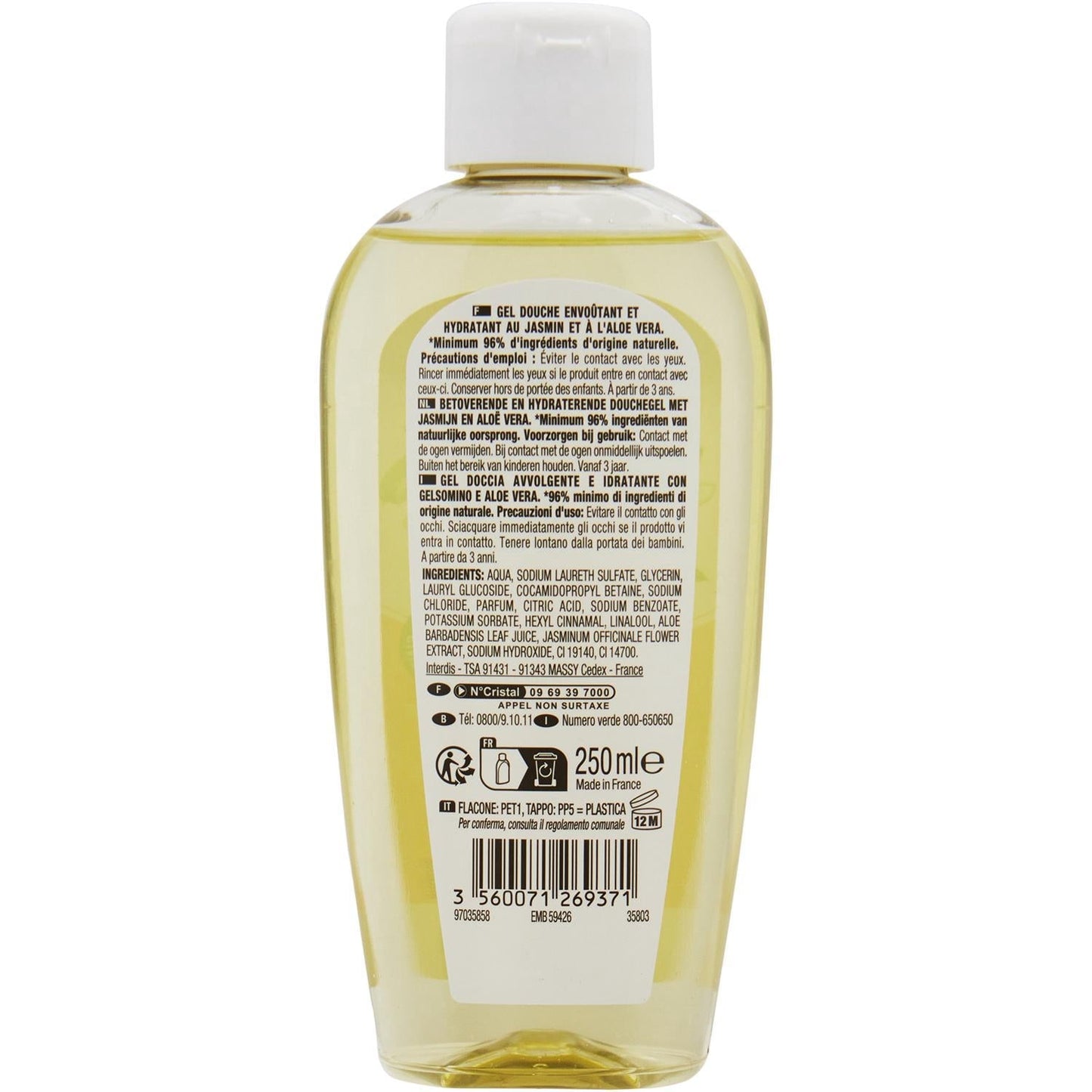 Gel douche envoûtant et hydratant au jasmin et à l'aloe vera Hydratant Jasmin et Aloe Vera NECTAR OF BEAUTY 