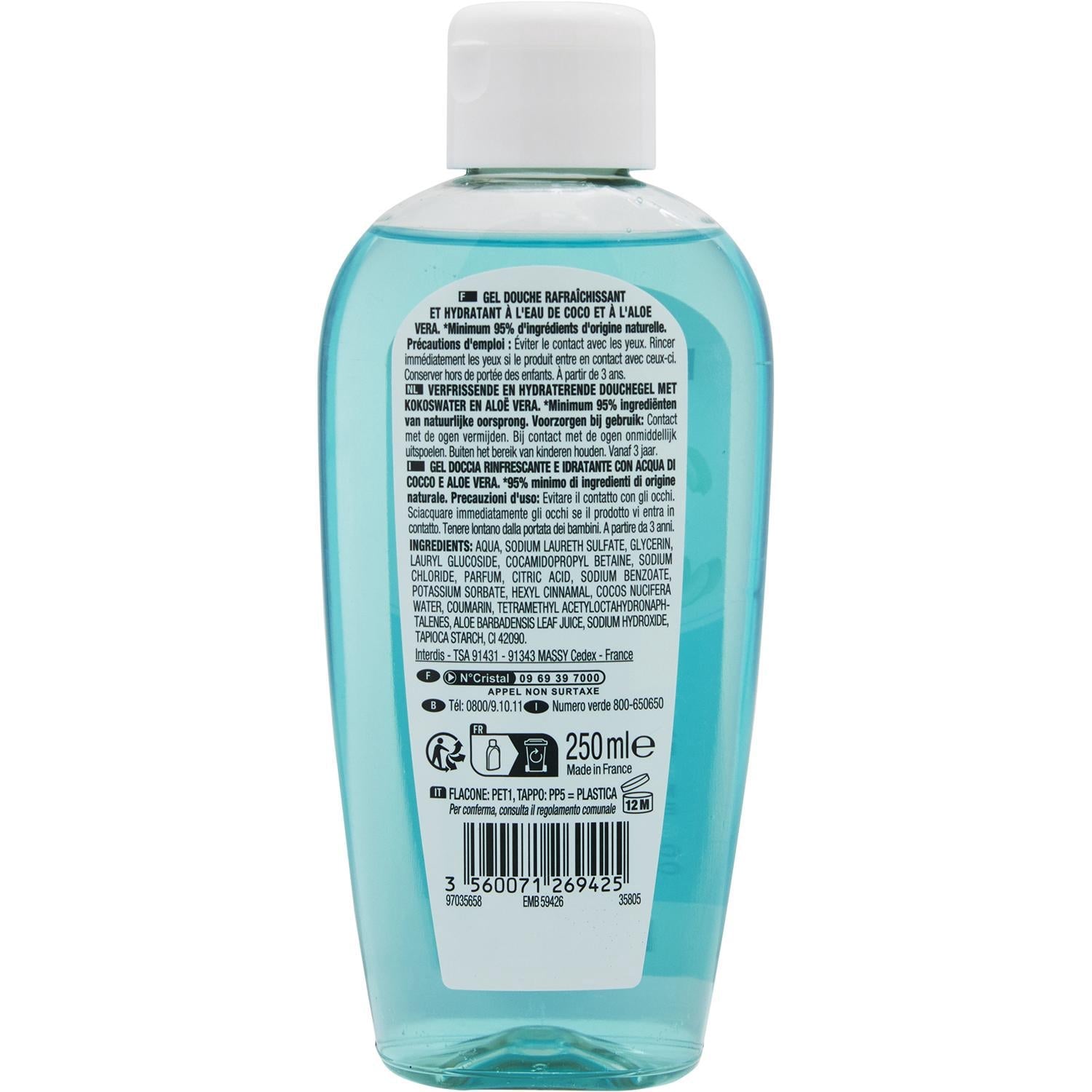 Gel douche rafraîchissant et hydratant à l'eau de coco et à l'aloe vera Hydratant Eau de Coco et Aloe Vera NECTAR OF BEAUTY 
