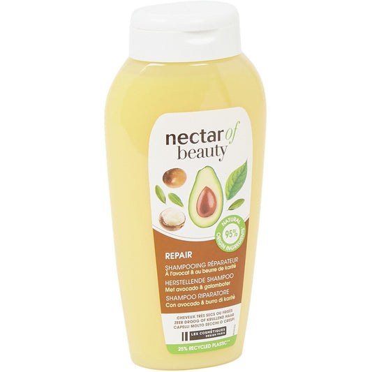 Shampoing Réparateur Cheveux Très Secs Ou Frisés Avocat et Beurre de Karité NECTAR OF BEAUTY le flacon de 250mL