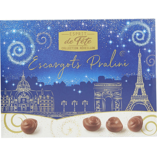 Escargots de Chocolat Lait et Praliné ESPRIT DE FETE - Gamme de Noël 2025 la boite de 300g