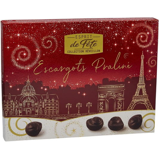 Escargots de Chocolat Noir et Praliné ESPRIT DE FETE - Gamme de Noël 2025 la boite de 300g