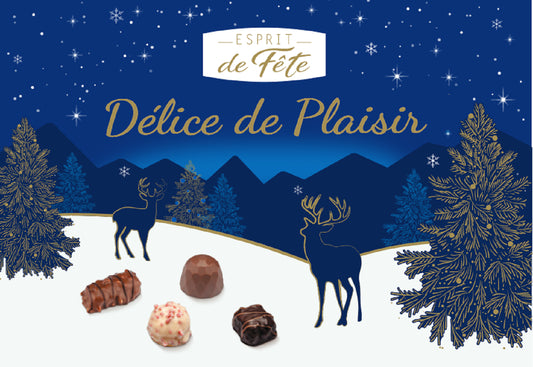 Assortiment de Chocolats Lait, Noir et Blanc ESPRIT DE FETE - Gamme de Noël 2025 la boite de 433g