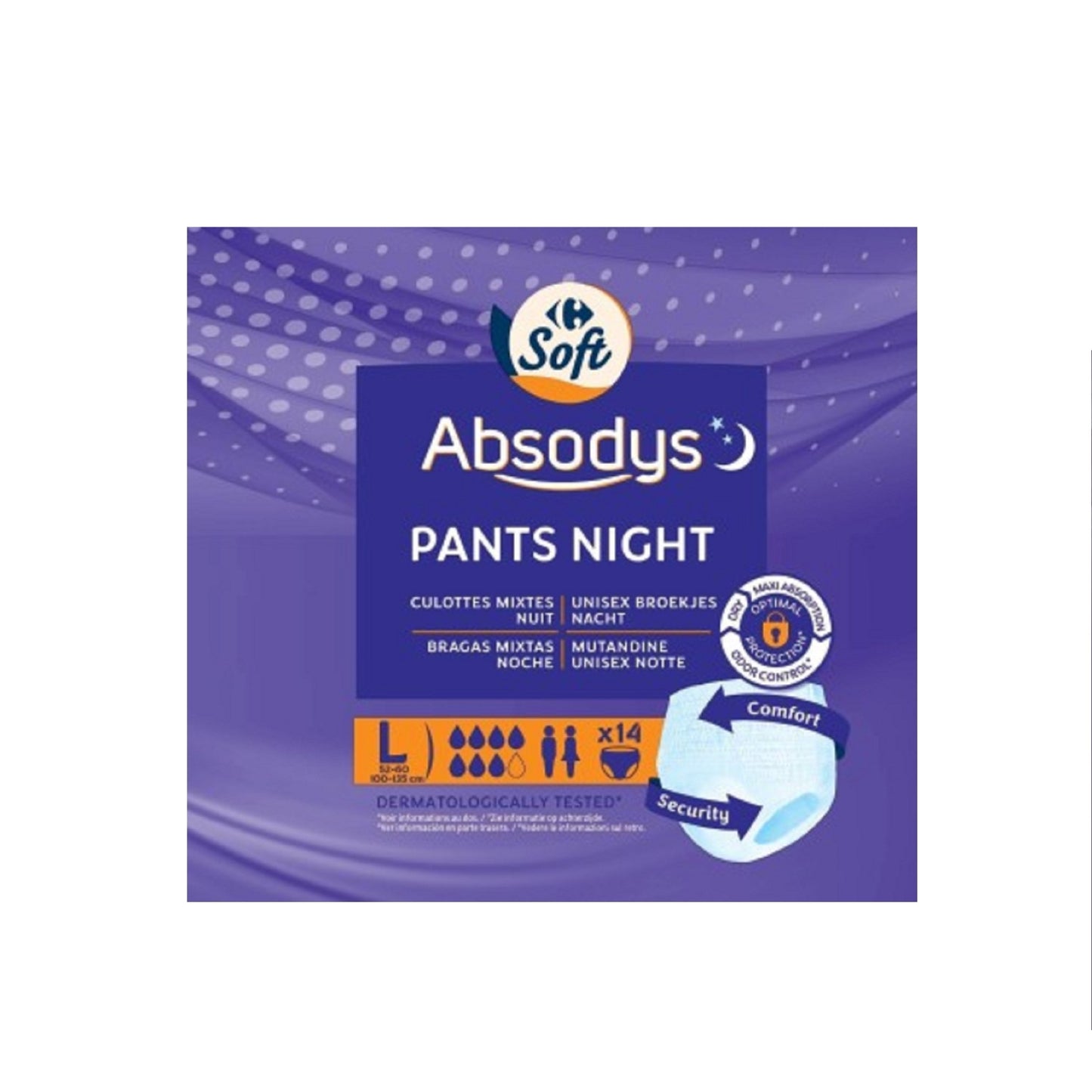 Culottes larges pour fuites urinaires sévères, utilisation nuit, tour de hanches 100-135 cm ABSODYS 