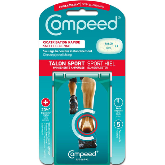 Pansements Ampoules Talon Sport Extrême Cicatrisation Rapide Effet Coussinet COMPEED la boîte de 5 pansements