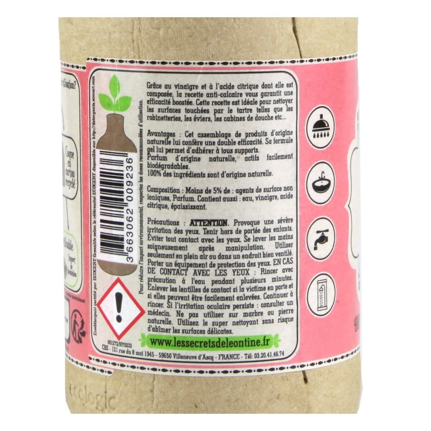 Nettoyant Ménager Anti-Calcaire Salle de Bain Cocktail de Fruits LES SECRETS DE LEONTINE