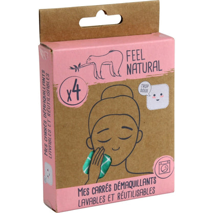 Lingettes Carrés Démaquillants Lavables Réutilisables Doux FEEL NATURAL 
