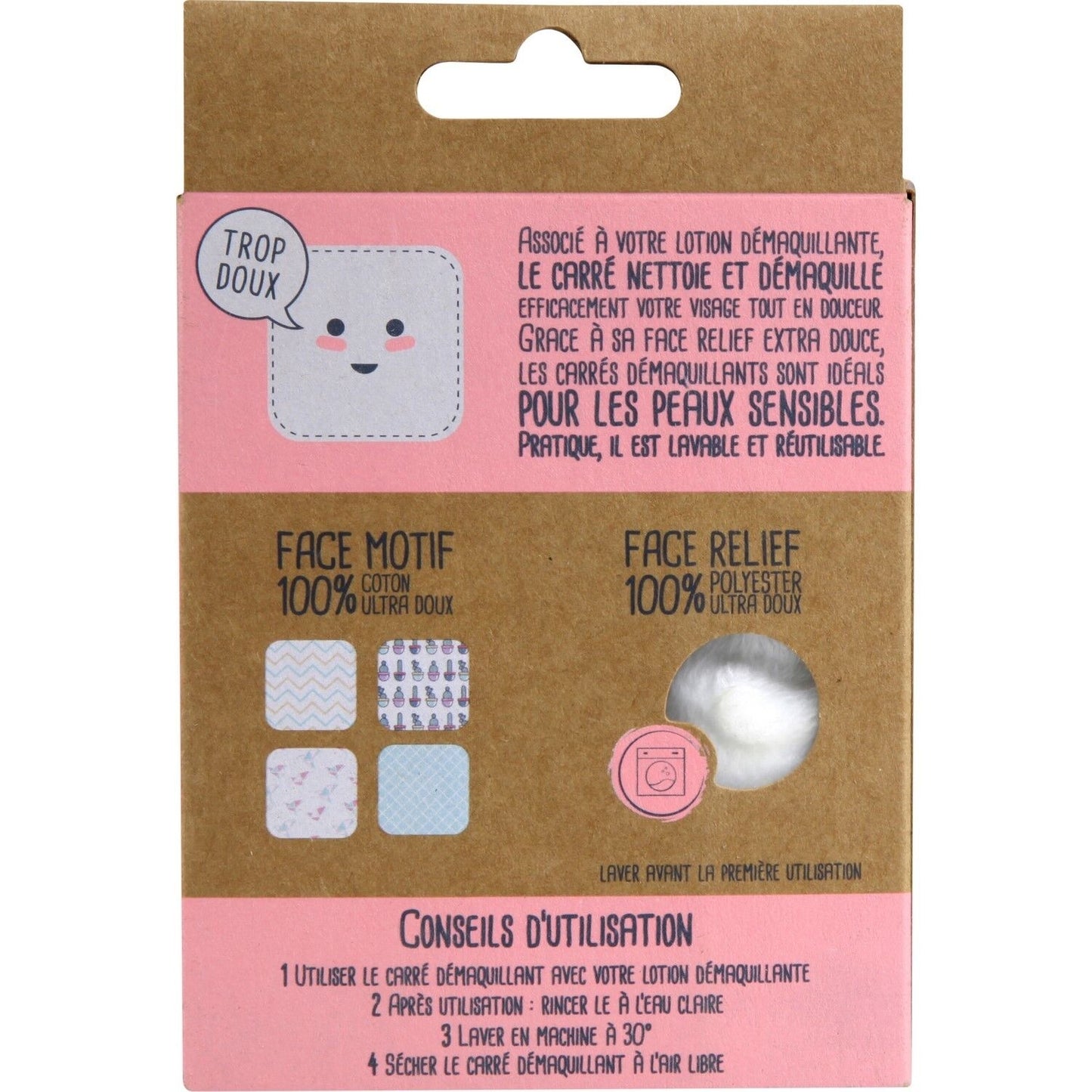 Lingettes Carrés Démaquillants Lavables Réutilisables Doux FEEL NATURAL 