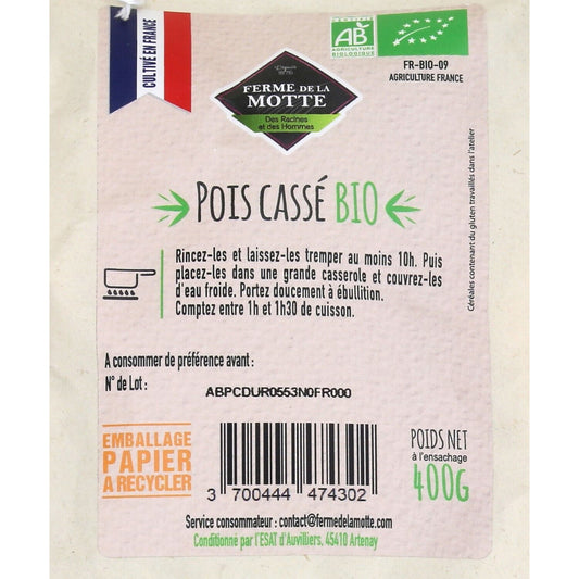 Organic Split Peas FERME DE LA MOTTE