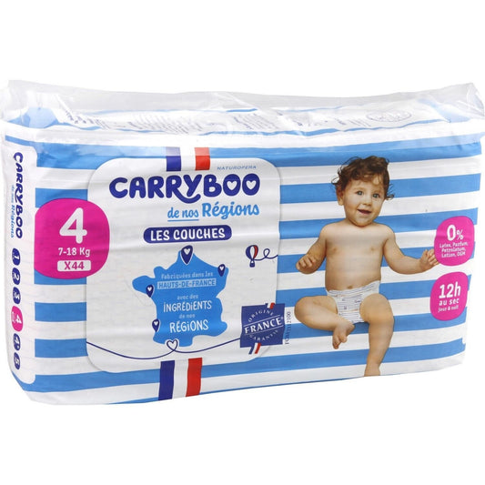 Couches Bébé Taille 4 7-18kg CARRYBOO le paquet de 44