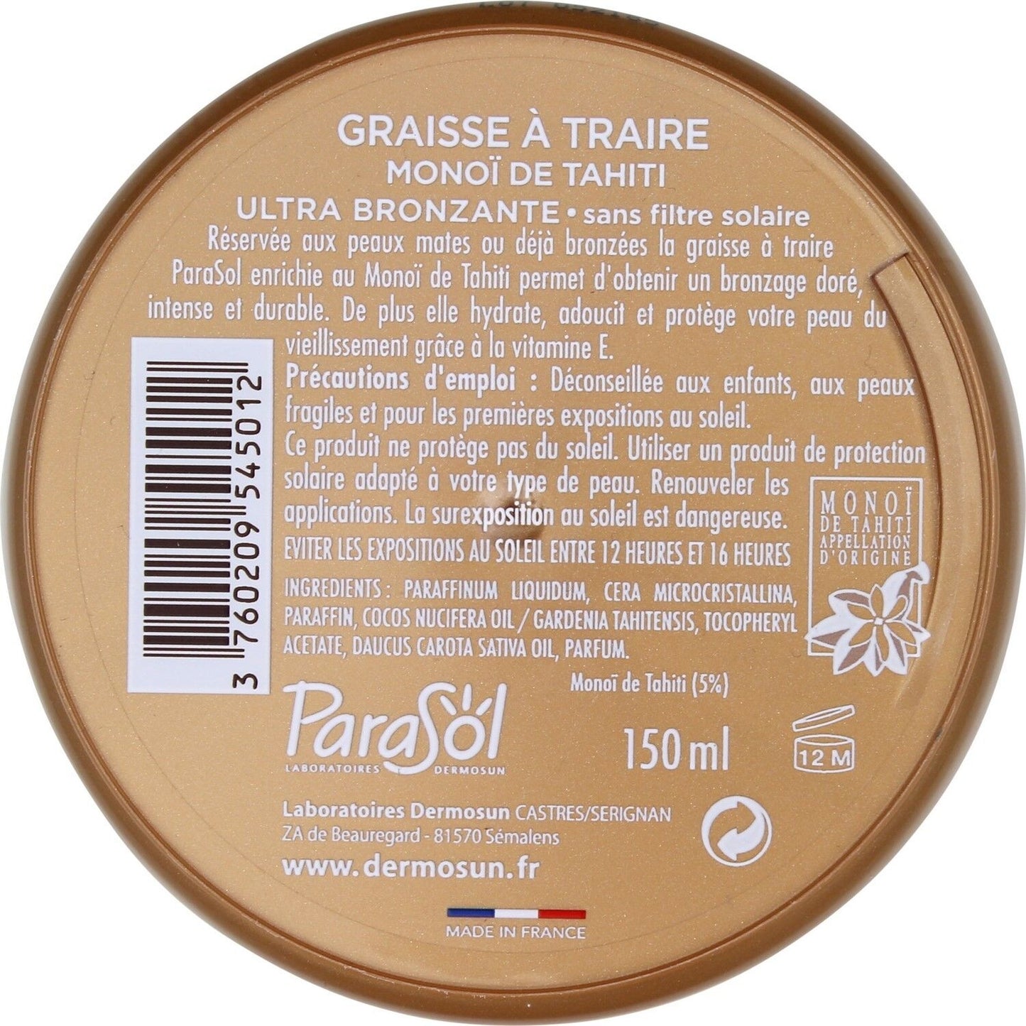 Graisse à Traire Monoï de Tahiti PARASOL