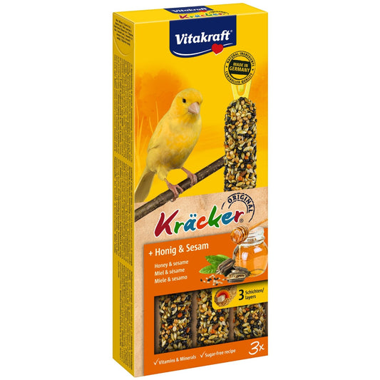 Friandise Sticks pour Canaris Sans Sucre Ajouté Miel Sésame Kracker Original VITAKRAFT