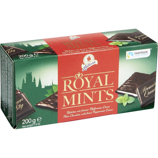 Mini Chocolats Noir Fourrés à la Menthe ROYAL MINTS - Gamme de Noël 2025 la boite de 200g