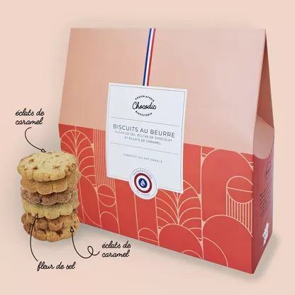 Coffret assortiment biscuits fleur de sel, chocolat et caramel CHOCODIC