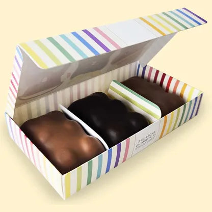 Coffret 3 Oursons coeur guimauve enrobés de chocolat au lait et noir CHOCODIC