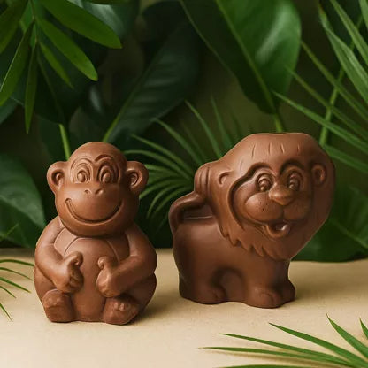 Moulages chocolat au lait Singe et Lion CHOCODIC
