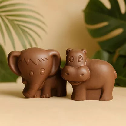 Moulages chocolat au lait Eléphant et Hippopotame CHOCODIC