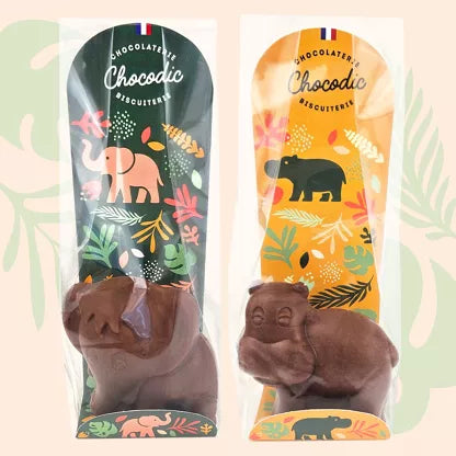 Moulages chocolat au lait Eléphant et Hippopotame CHOCODIC