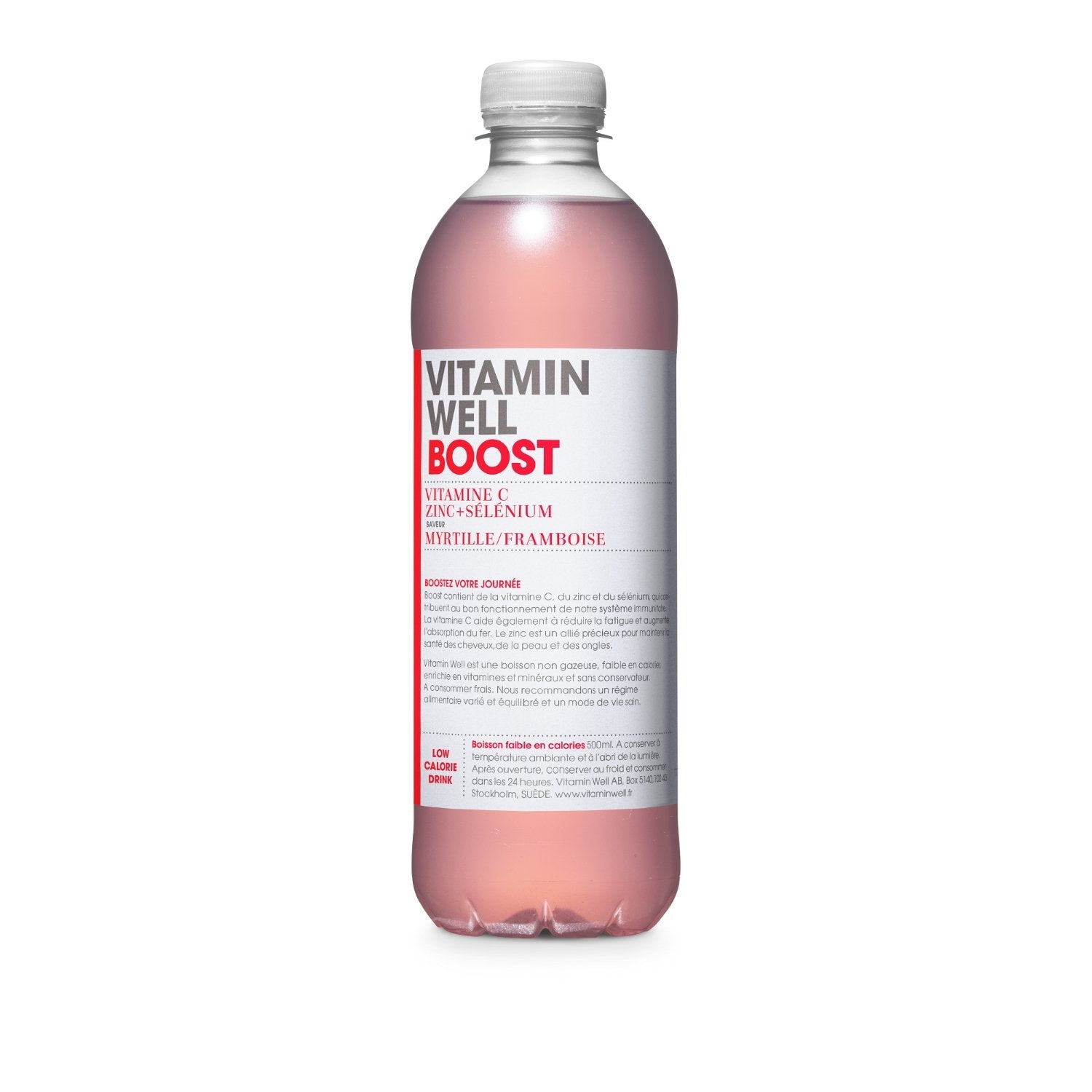 Boisson Vitaminée Boost Myrtille et Framboise VITAMIN WELL la bouteille de 50cL
