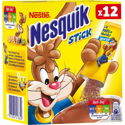 Chocolat en Poudre Nesquick NESTLE les 12 sticks de 13,5 g
