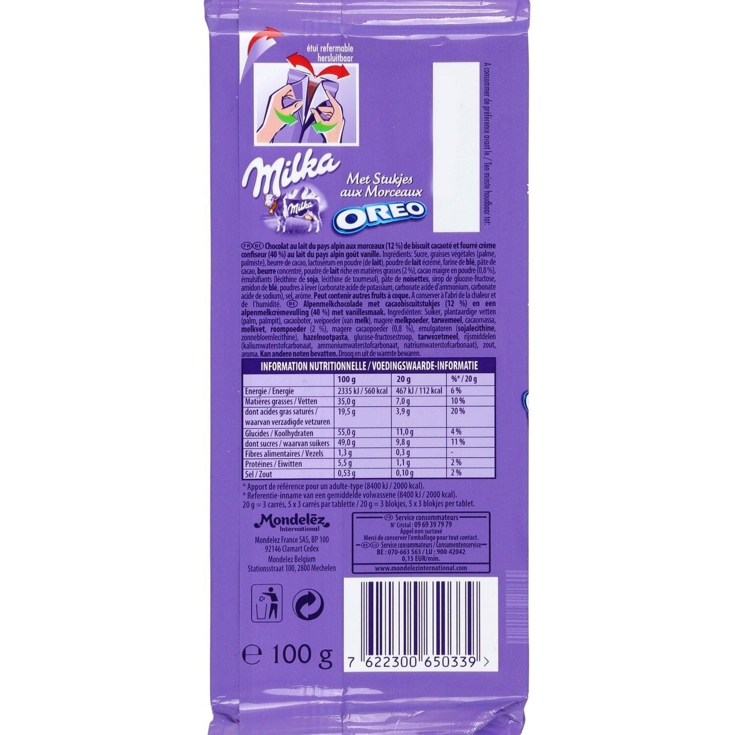 Tablette de Chocolat Lait Oreo MILKA 