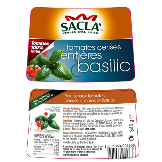 SACLA Whole Cherry Tomato Sauce with Basil