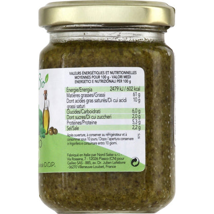 Sauce Bio Pesto Sans Gluten L'ITALIE DU BIO